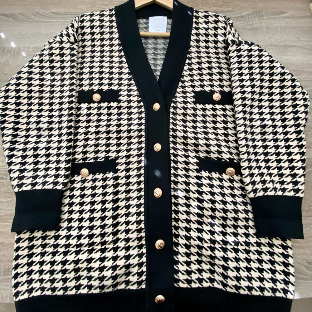 SANDRO houndstooth cardigan